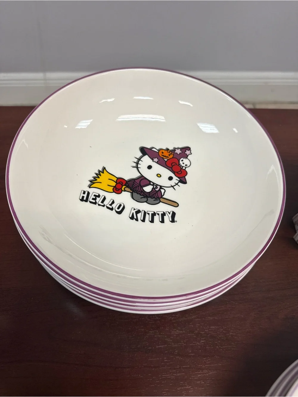 Hello Kitty Halloween White Bowl with Purple Trim